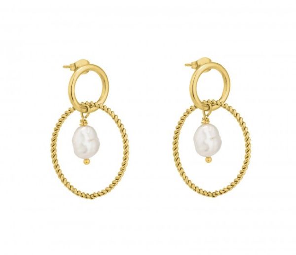 Bilde av twine pearl earring gold
