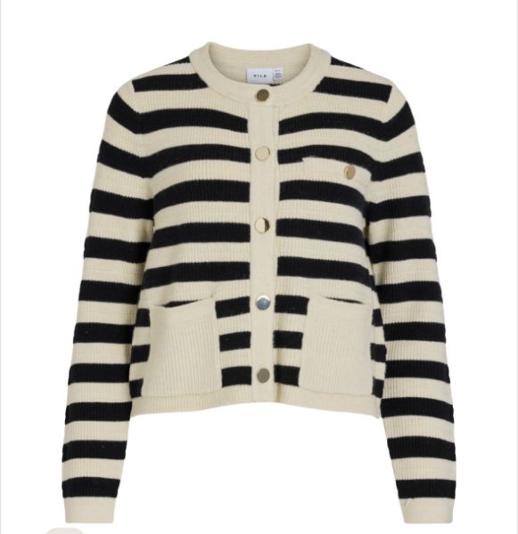 Bilde av VIDREA L/S O-NECK KNIT CARDIGAN- STRIPER SORT